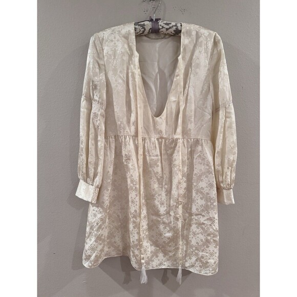 Rachel Zoe Women's Cream Jacquard Mini Dress Size 6 Cocktail Romantic Boho Chic - Picture 3 of 12